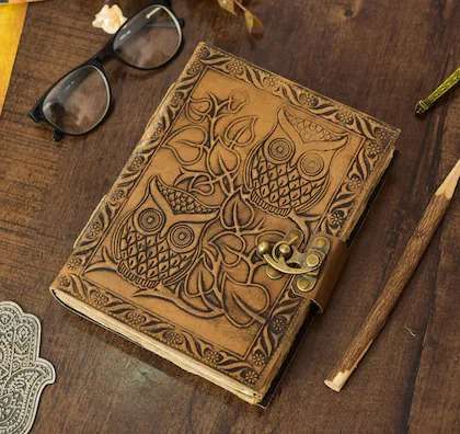 Genuine Leather Diary | Vintage Handmade Leather Journal | Premium Antique LOCK Closure | 200 Handmade Deckle Edge Antique Pages -2