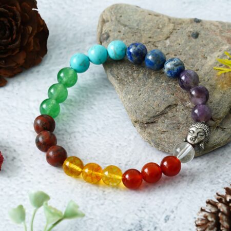 7 Chakra Hematite Bracelet for Women Men's Gifts - Protection Healing Crystal Bracelet - 8mm Gemstone Beaded Adjustable