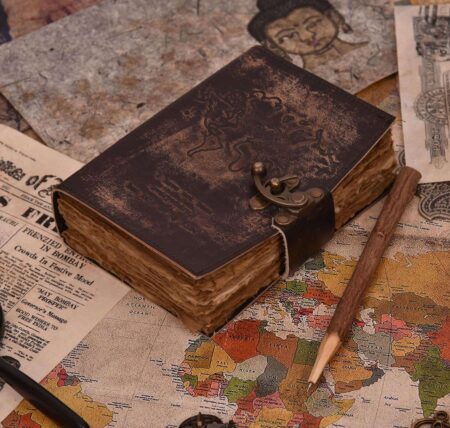 Genuine Leather Diary | Vintage Handmade Leather Journal | Premium Antique LOCK Closure | 200 Handmade Deckle Edge Antique Pages -1