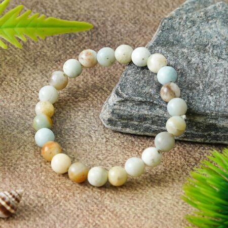 Blue Amazonite Bracelet Handmade Yoga Stretch Elastic Bracelet Natural Stone Crystal Healing Power Energy Gifts for Unisex Adult 8mm Gemstone